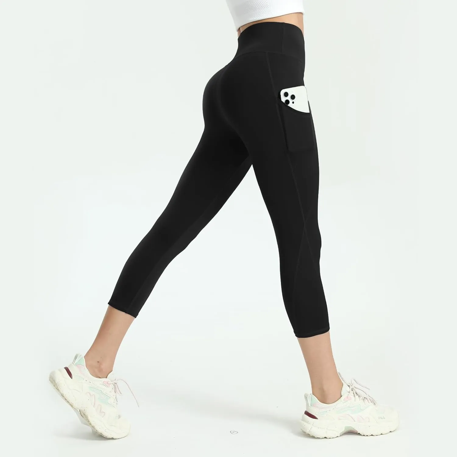 High Waisted Yoga Leggings for Women 4 Pack - Tummy Control Workout Capris with Pockets