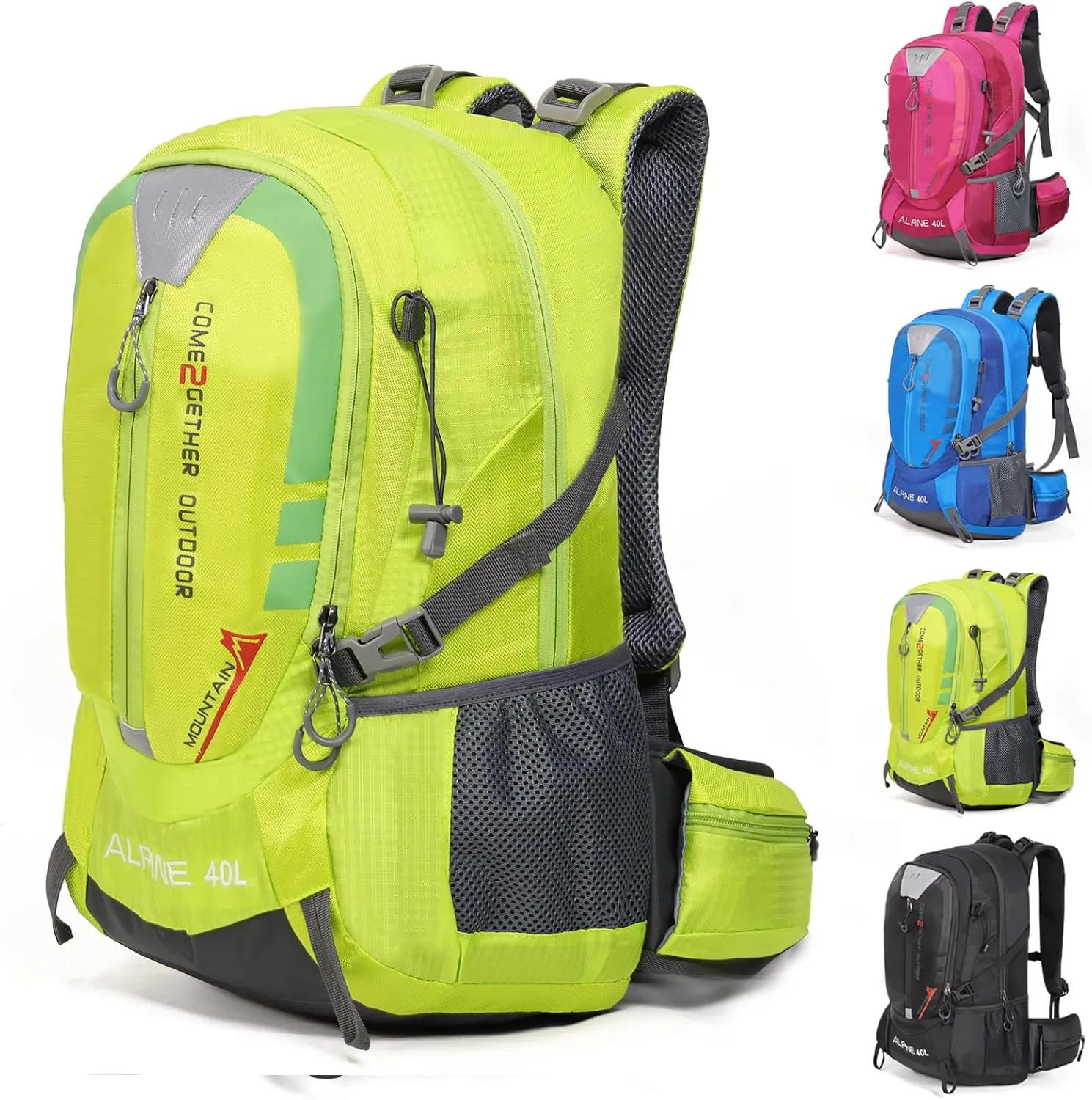 Hiking Backpack Camping 40L Outdoor Daypack Lightweight Travel Backpack with Rain Cover for Women Men (Green)