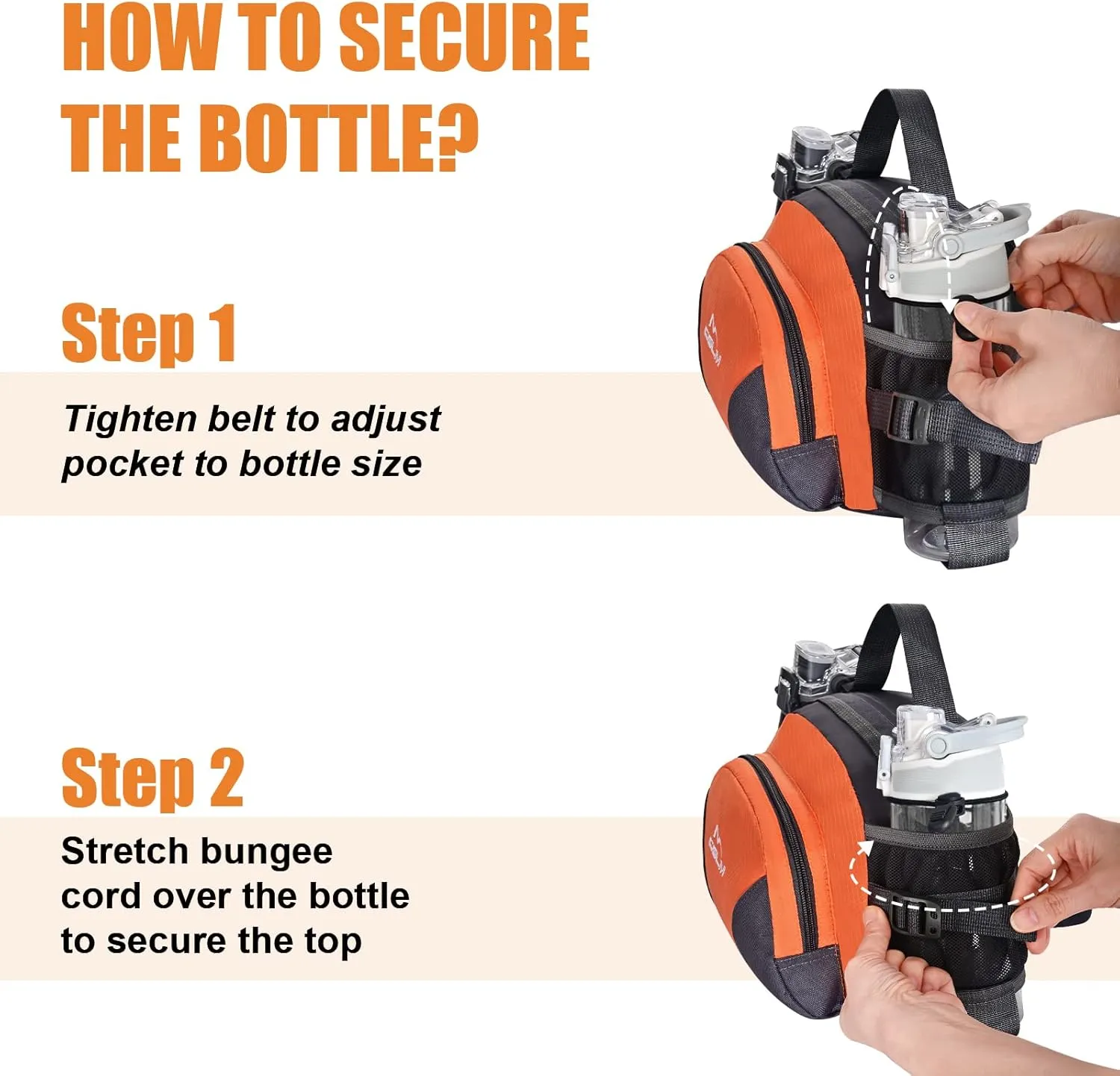 Hiking Fanny Pack Waist Bag with Water Bottle Holder for Men Women Outdoors Walking Running Lumbar Pack Fit iPhone iPod Samsung Phones (Orange0006)