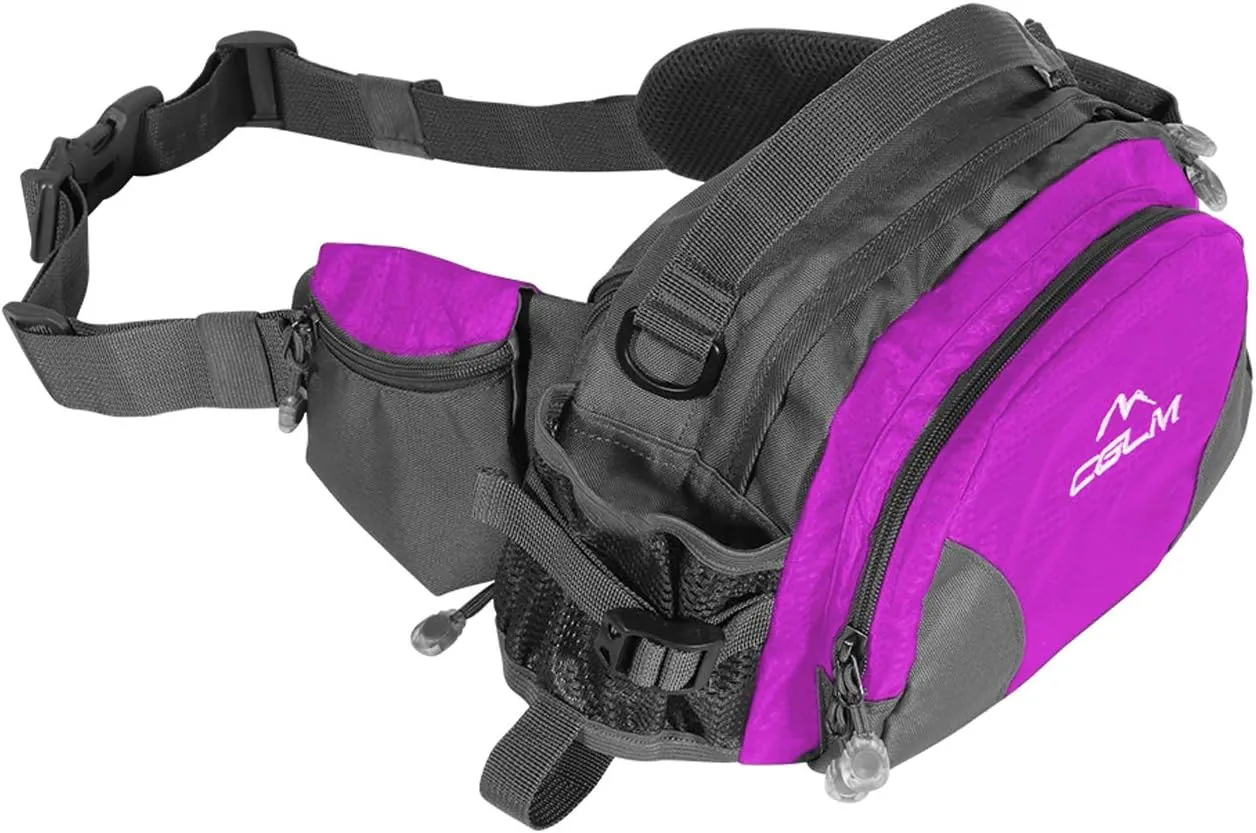 Hiking Fanny Pack Waist Bag with Water Bottle Holder for Men Women Outdoors Walking Running Lumbar Pack Fit iPhone iPod Samsung Phones (Purple004)