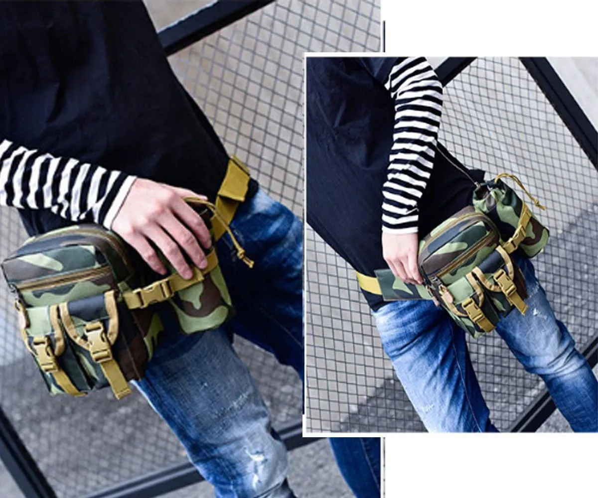 Hiking Waist Fanny Pack With Water Bottle Holder Running Waist Hip Belt Bag Motorcycle Bike Pouch Shoulder Bag