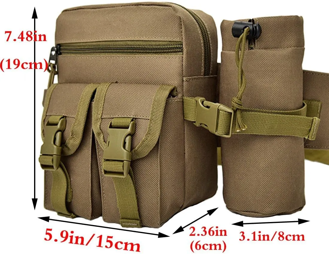 Hiking Waist Fanny Pack With Water Bottle Holder Running Waist Hip Belt Bag Motorcycle Bike Pouch Shoulder Bag