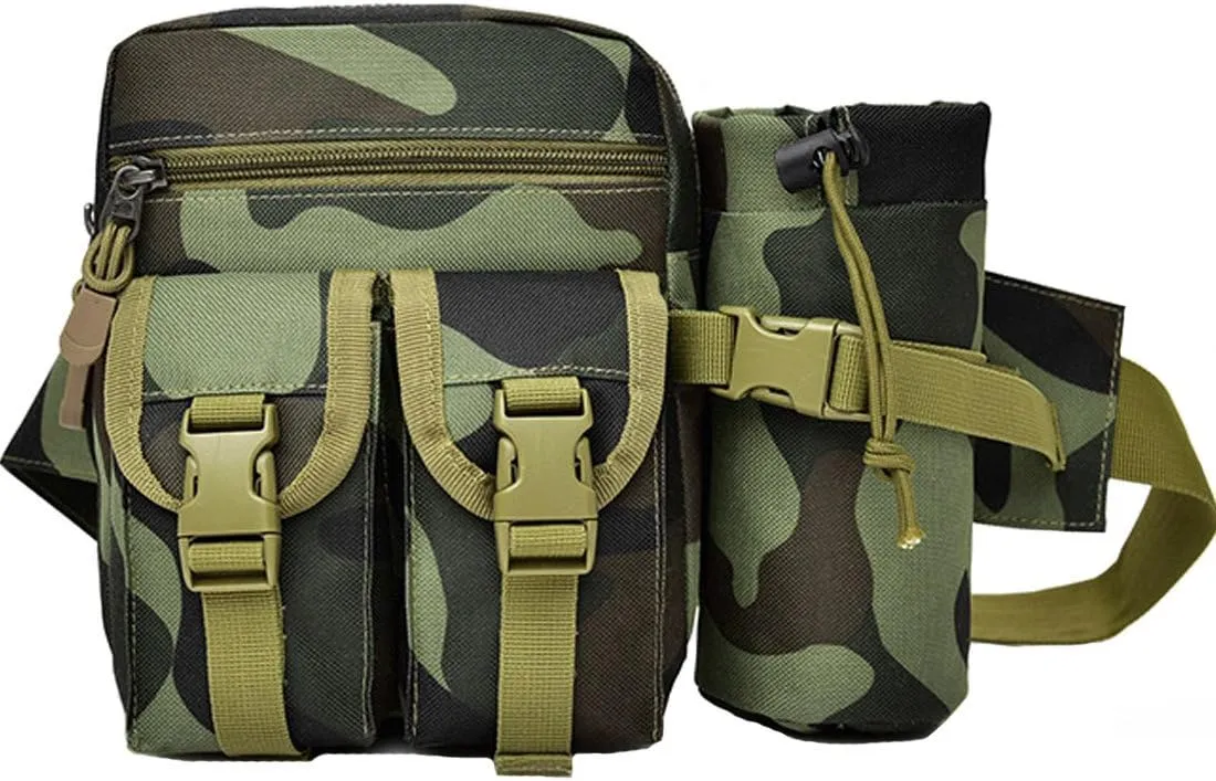 Hiking Waist Fanny Pack With Water Bottle Holder Running Waist Hip Belt Bag Motorcycle Bike Pouch Shoulder Bag