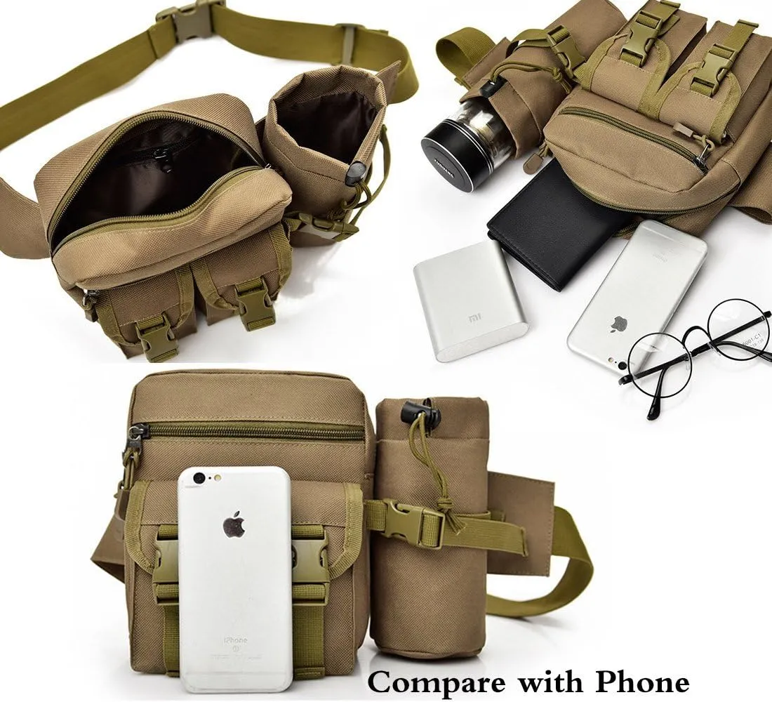 Hiking Waist Fanny Pack With Water Bottle Holder Running Waist Hip Belt Bag Motorcycle Bike Pouch Shoulder Bag