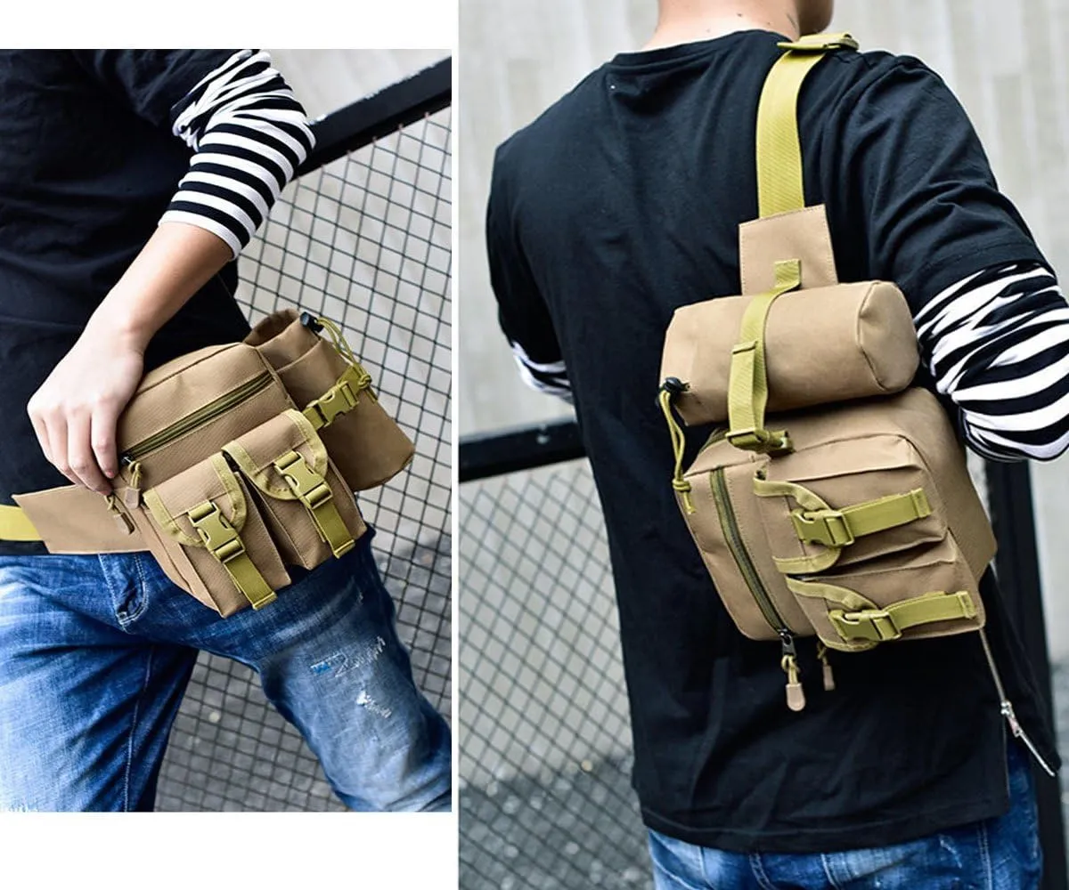 Hiking Waist Fanny Pack With Water Bottle Holder Running Waist Hip Belt Bag Motorcycle Bike Pouch Shoulder Bag
