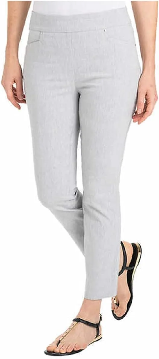 Hilary Radley Ladies' Pull On Ankle Pants (Heather Light Gray, Medium)