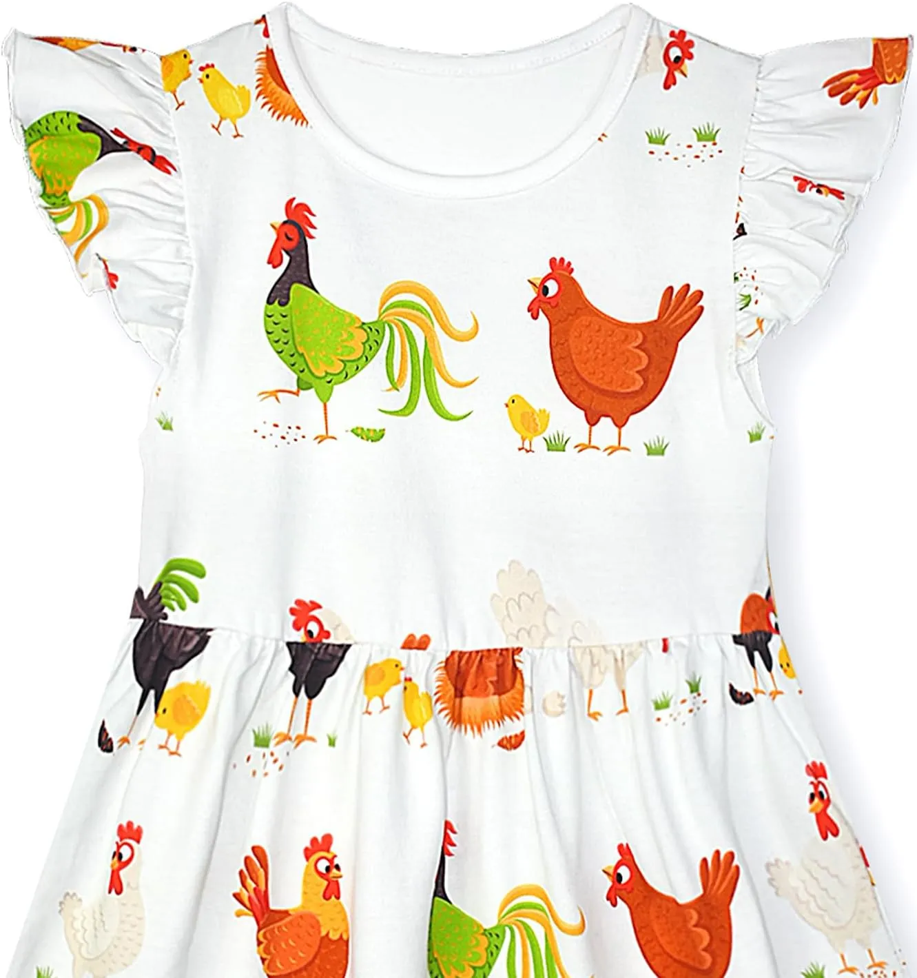 HILEELANG Little Girl Short Sleeve Dress Easter Cotton Casual Applique Tunic Shirt Dresses