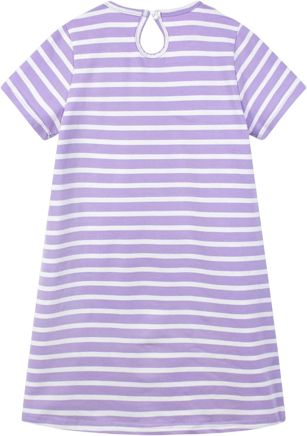 HILEELANG Little Girl Short Sleeve Dress Easter Cotton Casual Applique Tunic Shirt Dresses