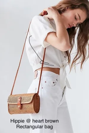 Hippie Heart Brown Rectangular Brown Sling Bag