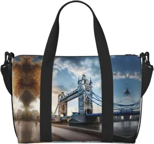 Historic London Bridge Duffel Bags for Traveling, Lightweight Personal Item Travel Bags for Women, Gym Bags for Men