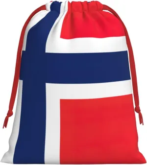 HJKTVDRQ Norwegian Flag Print Versatile Fabric Gift Bags Assorted Sizes For Festive Occasions, Birthdays, And Everyday Use