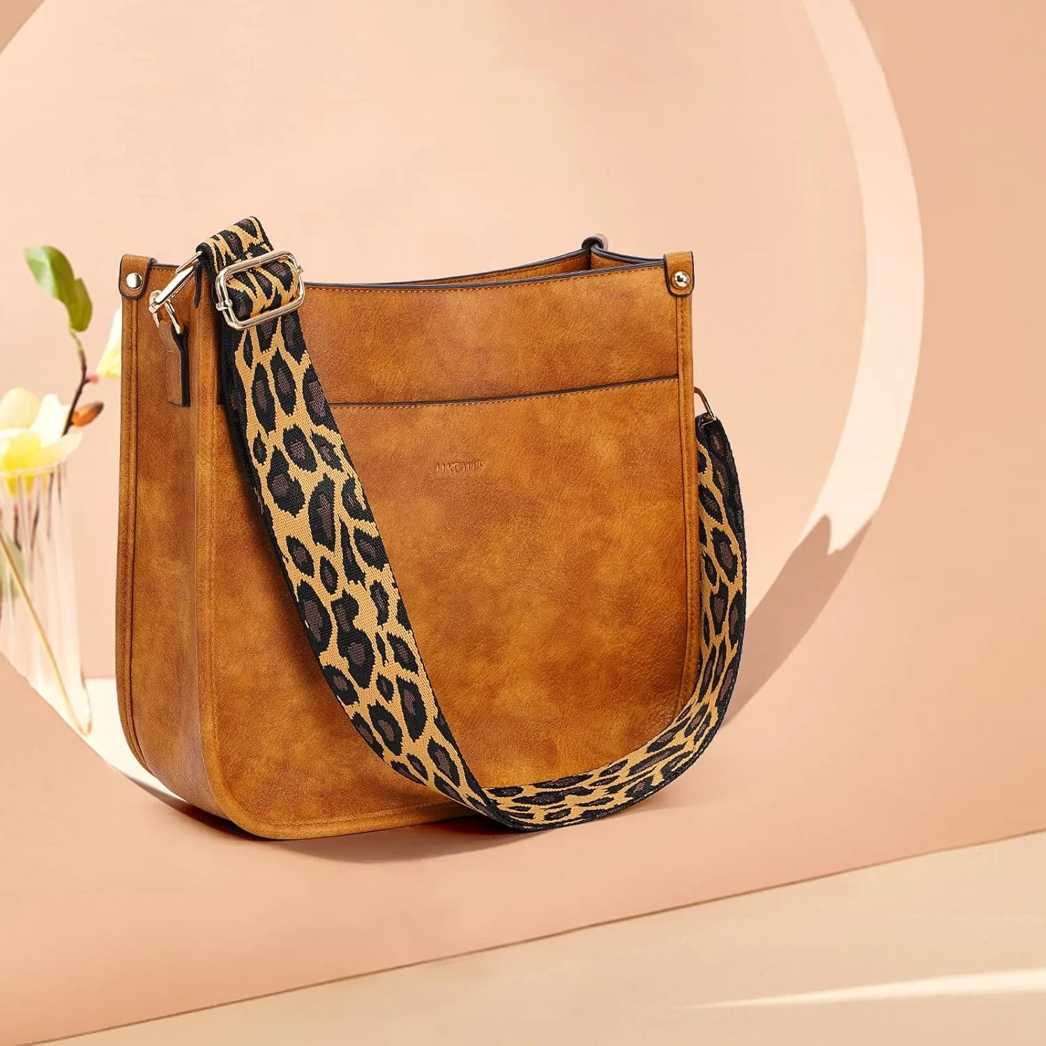 HKCLUF Vegan Leather Crossbody Bags Purse for Women Trendy Tassel Hobo Handbag Women With 2PCS Adjustable Guitar Strap