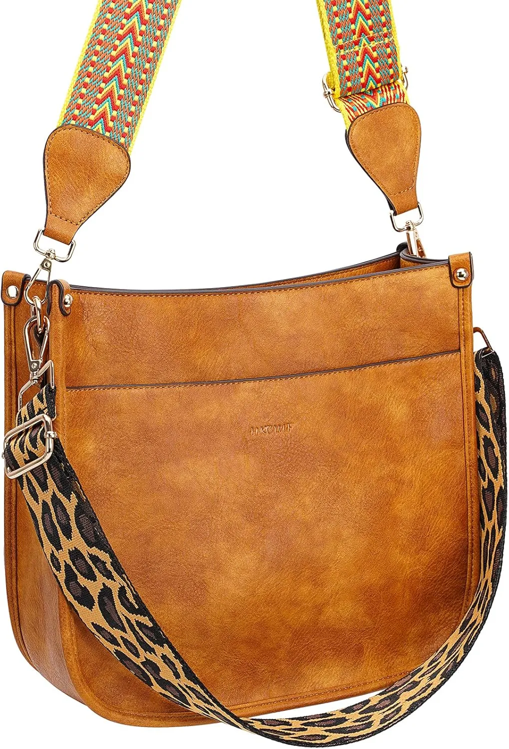 HKCLUF Vegan Leather Crossbody Bags Purse for Women Trendy Tassel Hobo Handbag Women With 2PCS Adjustable Guitar Strap