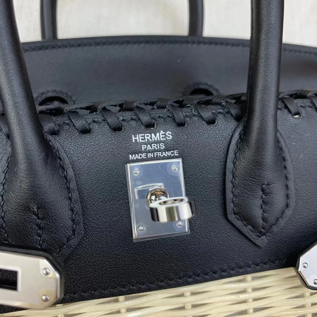HM BIRKIN 25 CM PICNIC BLACK BAMBOO AND RATTAN