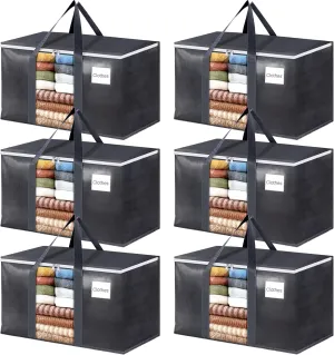 HomeHacks Extra Large Moving Bags with Visible PVC Window, Lightweight but Durable Storage Bags with Reinforced Handles, Storage Totes for Packing, Moving, Storage (93L, 6-Pack)