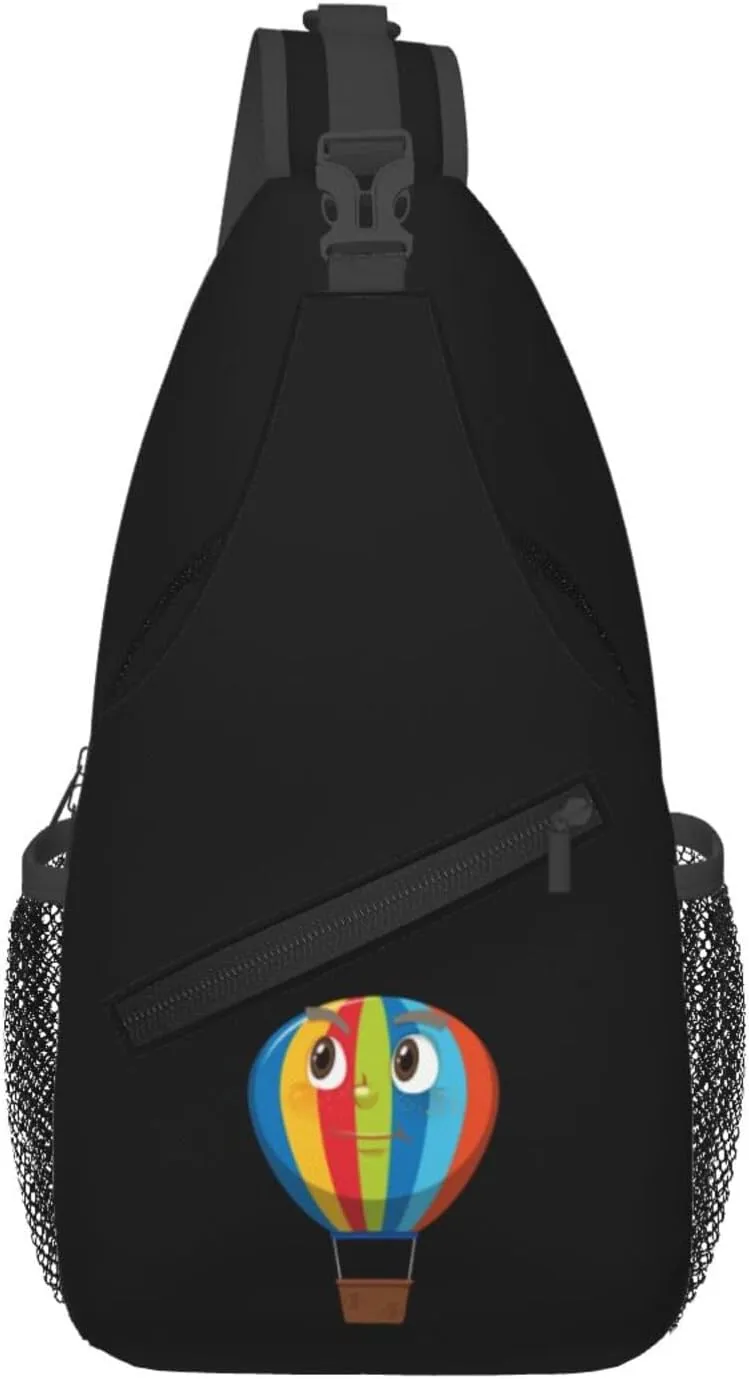 Hot Air Balloon Cartoon CharacterFacial Expression Crossbody Bags For Women Men Chest Backpack Gym Shoulder Bag Travel Outdoor Sports Casual Crossbody Bags