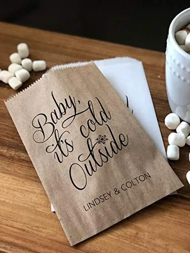 Hot Cocoa Favor Bags, Hot Chocolate Bridal Shower Favors, Baby its Cold Outside, winter weddings, holiday weddings