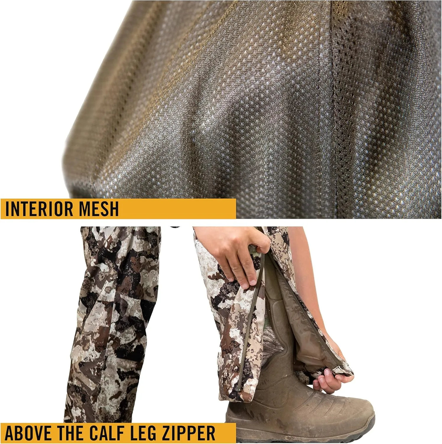 HOT SHOT Men’s Camo Rain Pant, Waterproof Ultra-Quiet Pull-On Camouflage Pants for Hunting, Fishing, Hiking, Camping