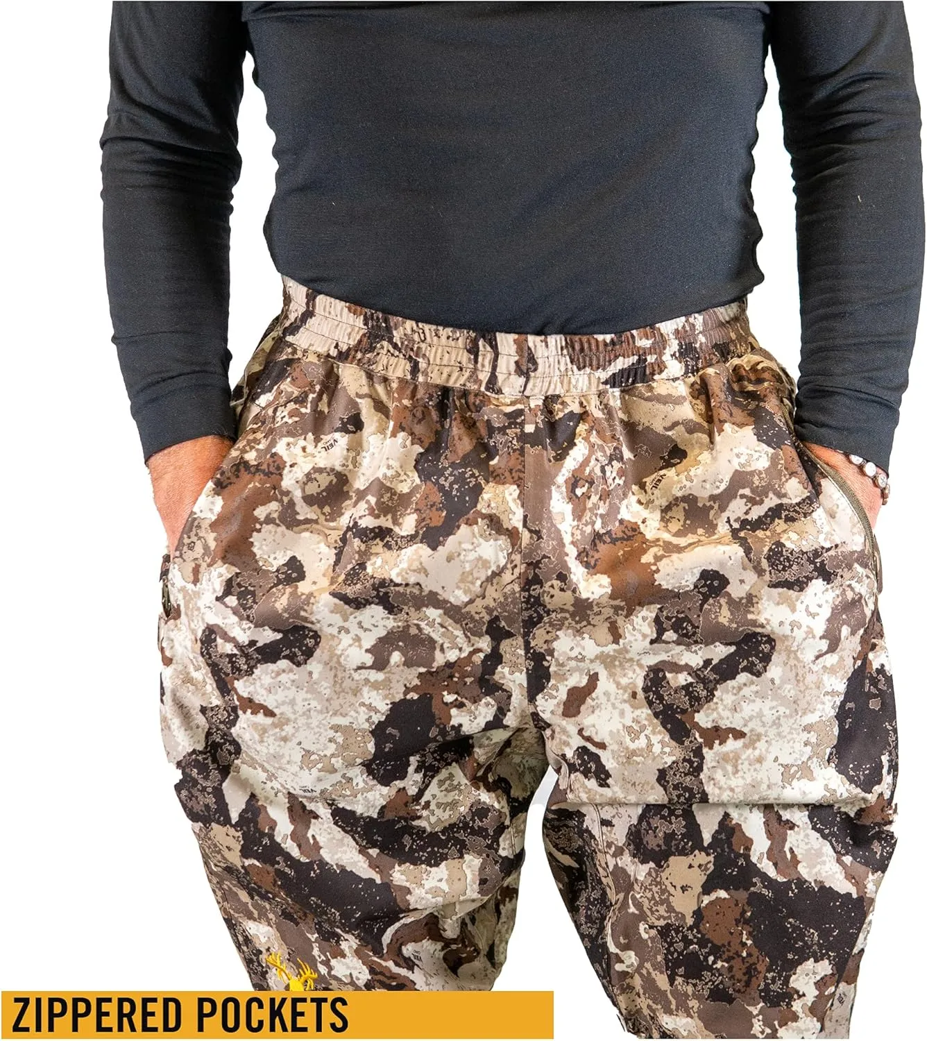 HOT SHOT Men’s Camo Rain Pant, Waterproof Ultra-Quiet Pull-On Camouflage Pants for Hunting, Fishing, Hiking, Camping