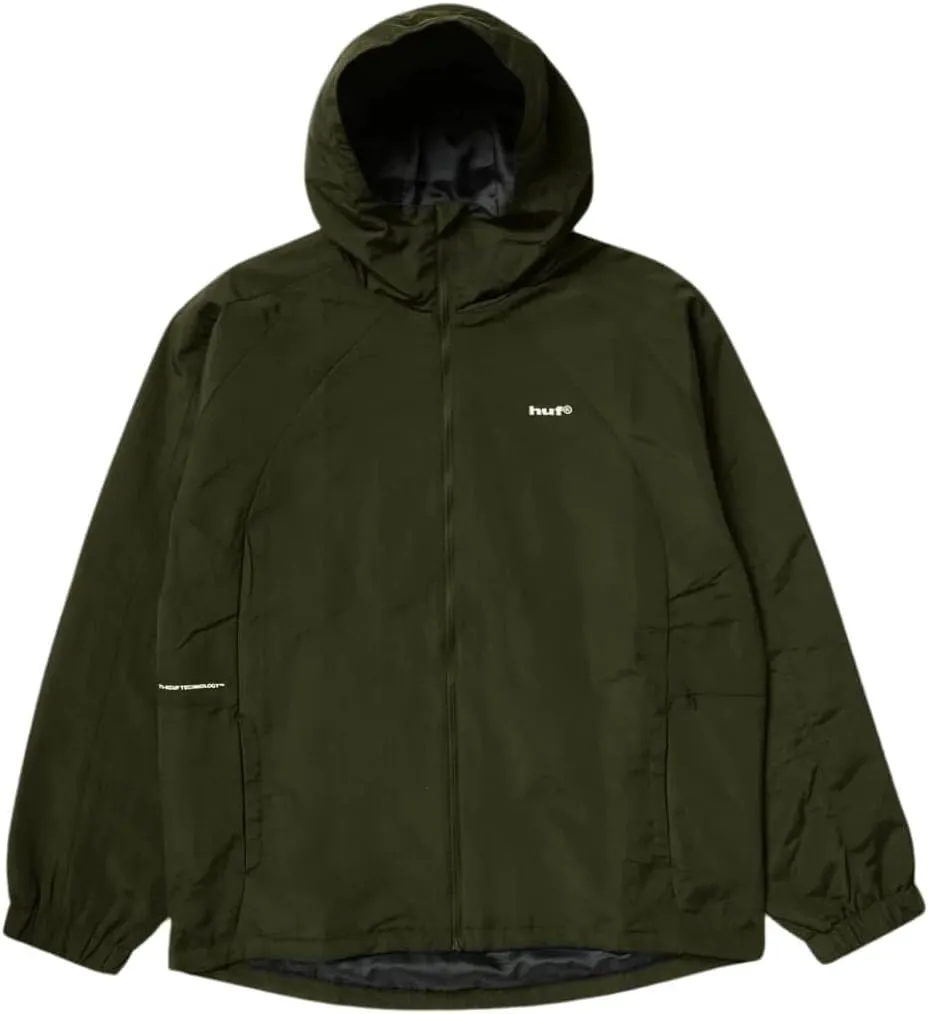 HUF Men's Shell Jacket - Lightweight, Water-Resistent Zip-Up with Hood