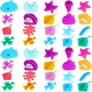 Hungdao 40 Pcs Summer Sea Animals Toys for Kids Mini Kawaii Ocean Animal Stress Relief Toy for Boys Girls Goodie Bags Stuffers Birthday Party Favors
