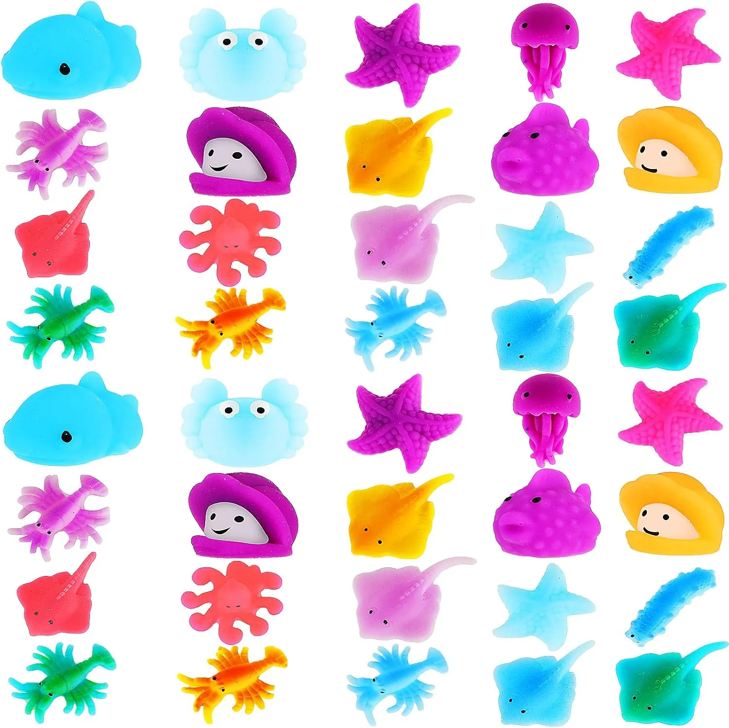 Hungdao 40 Pcs Summer Sea Animals Toys for Kids Mini Kawaii Ocean Animal Stress Relief Toy for Boys Girls Goodie Bags Stuffers Birthday Party Favors