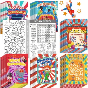 Hungdao 48 Pcs Circus Carnival Mini Activity Books for Boys Girls Circus Carnivals Party Favors Games Include Mazes, Word Search, Find Difference and More for Party Favors Gift Bag Stuffers