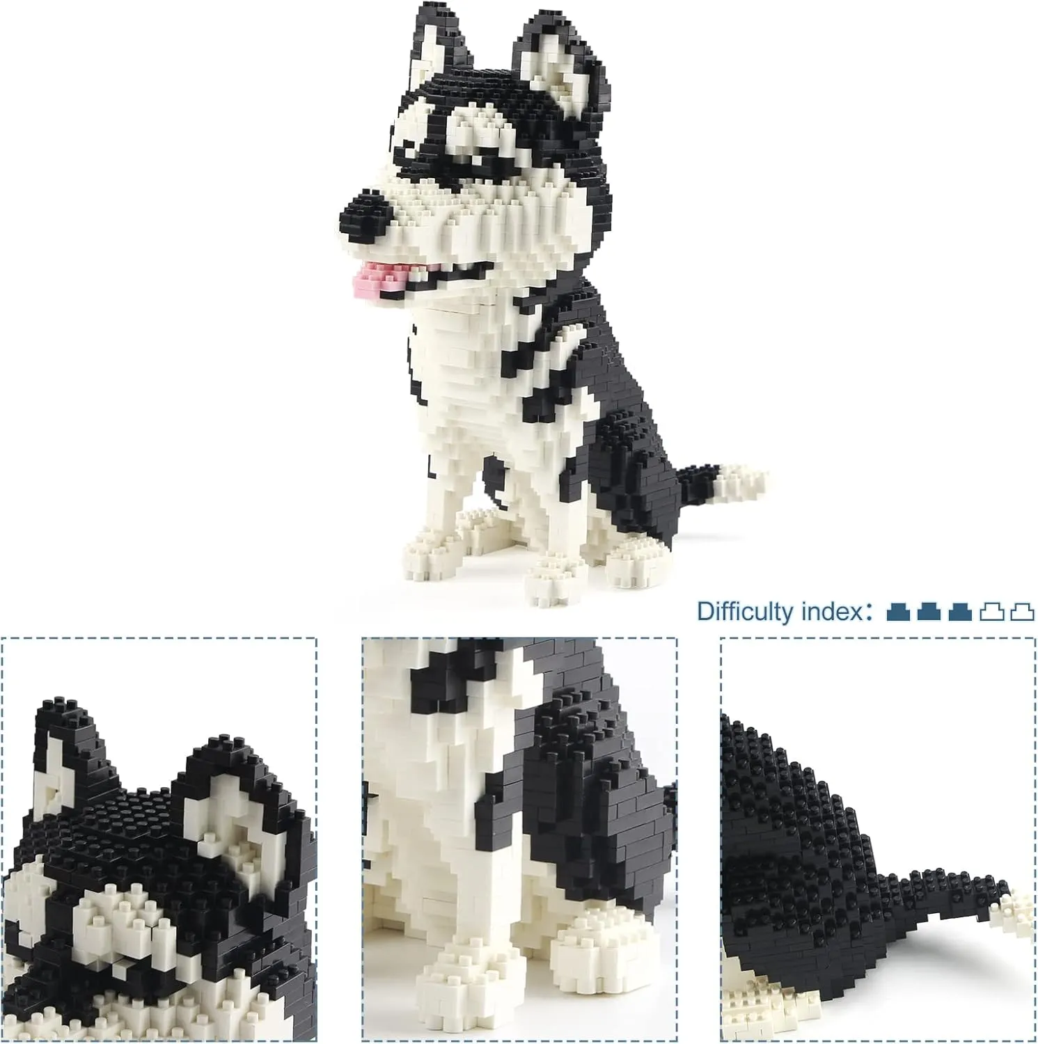 Husky Micro Building Block Dogs Mini Block Animal Dog Building Animal Set DIY 3D Block Toy Building Blocks for Kids Or Adult 1900 Pieces