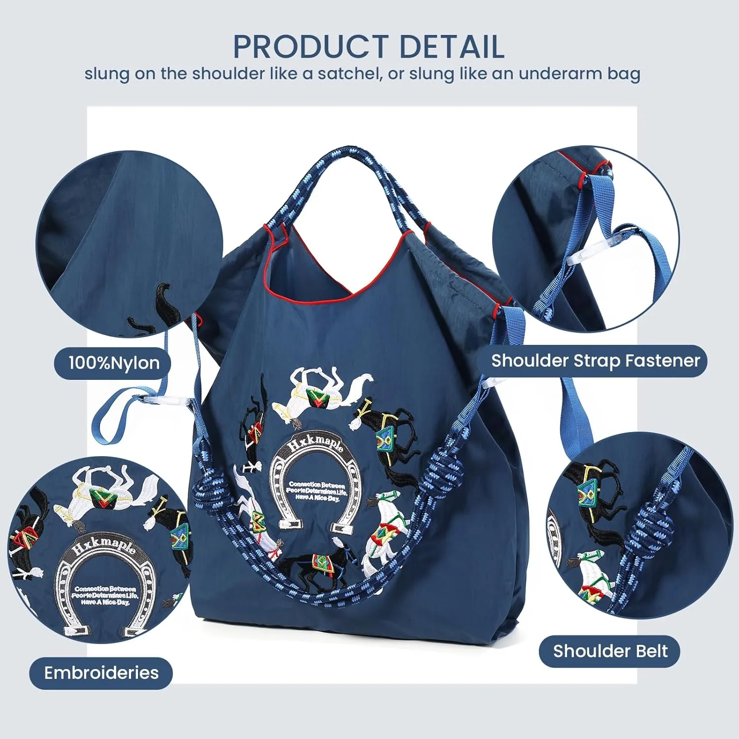 Hxkmale Women's Nylon tote Bag Leisure Work bag suitable for shopping cloth bags that can be carried on travel