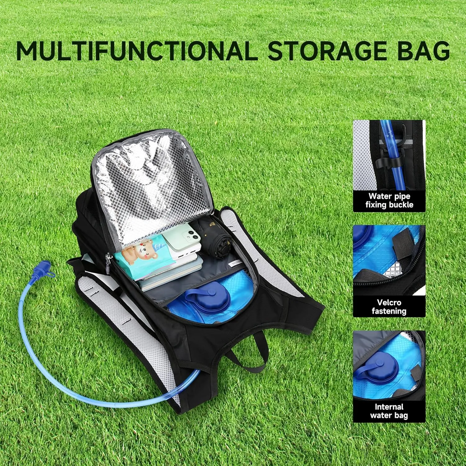 Hydration Bladder Backpack for Men & Women Sport Hydro Backpack with 2L Water Bladder Pack for Hiking Running Cycling Camping