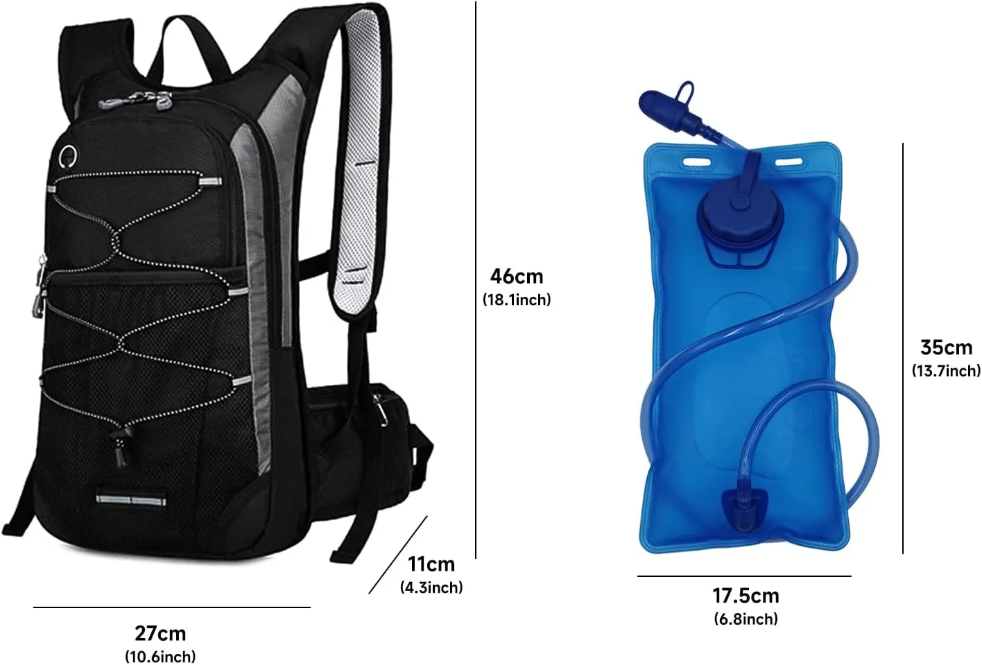 Hydration Bladder Backpack for Men & Women Sport Hydro Backpack with 2L Water Bladder Pack for Hiking Running Cycling Camping