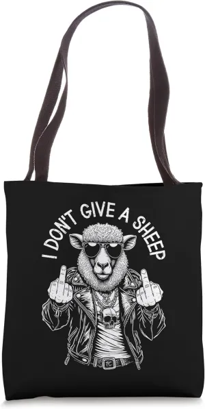 I Don't Give A Sheep Funny Adult Middle Finger Rude Lamb Tote Bag