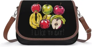 I Like To Eat Apples And Bananas Crossbody Bags for Women PU Leather Tote Bag Purse Shoulder Bag for Travel Office