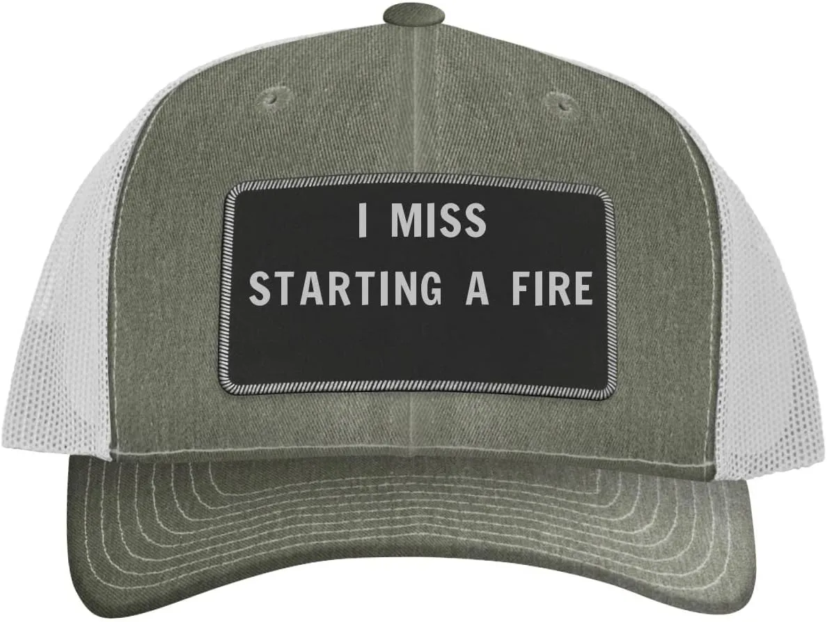 I Miss Starting A Fire - Leather Black Patch Engraved Trucker Hat