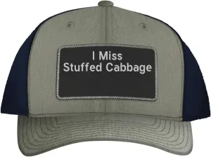 I Miss Stuffed Cabbage - Leather Black Patch Engraved Trucker Hat