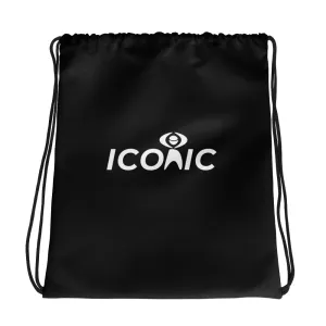 ICONIC Logo Black Drawstring Bag