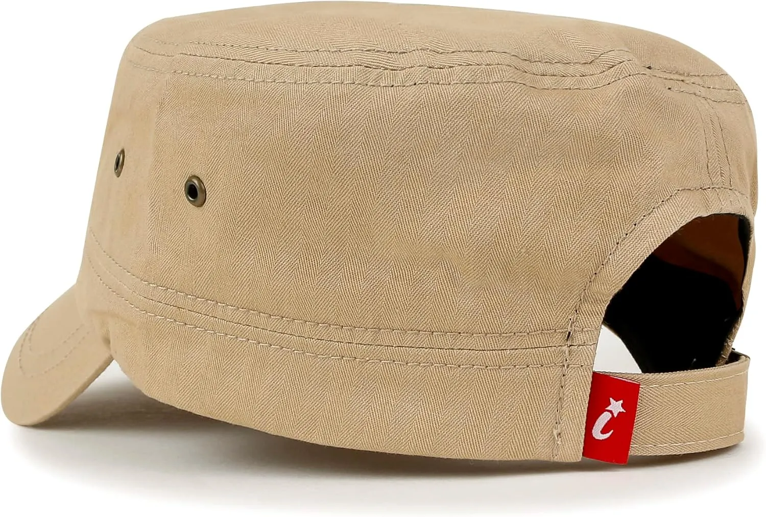ililily Rhinestone Cotton Cadet Cap Vintage Distressed Cotton Military Army Hat
