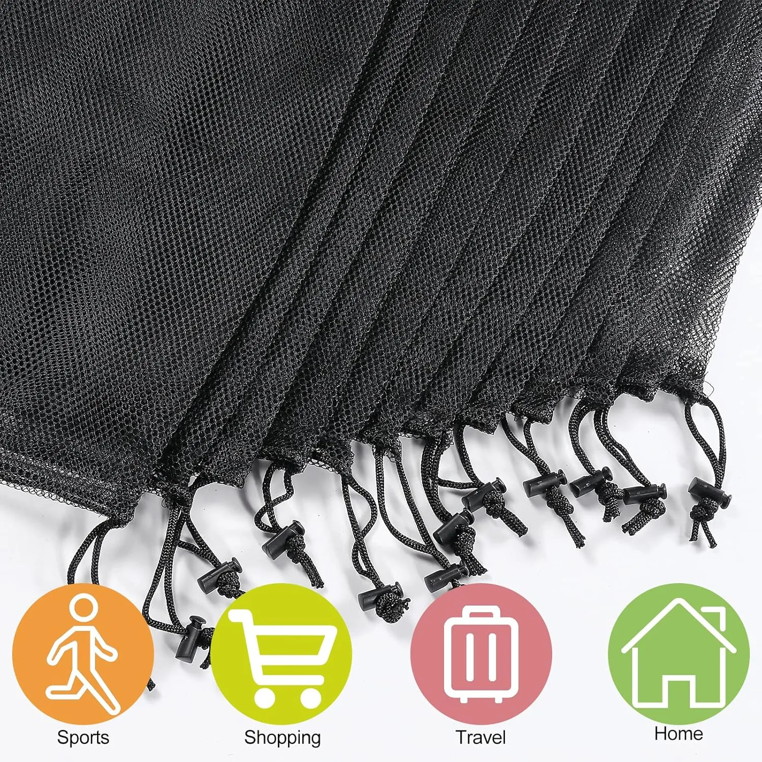 iMucci 12Pcs Mesh Laundry Drawstring Bag,Nylon Drawstring Gym Bag with Cord Lock Closure 18"X24"
