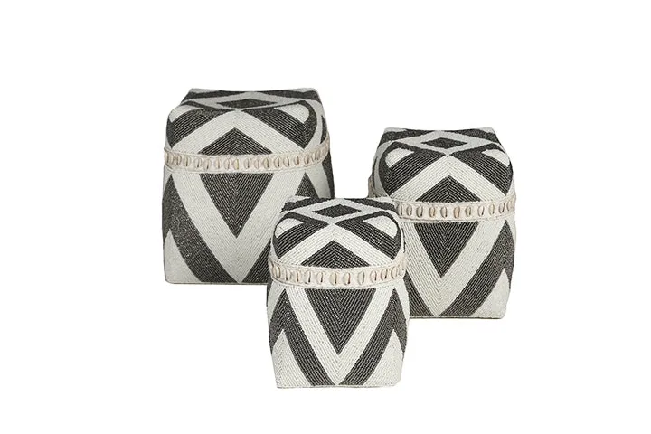 Indonesian Tall Beaded Boxes- Silver