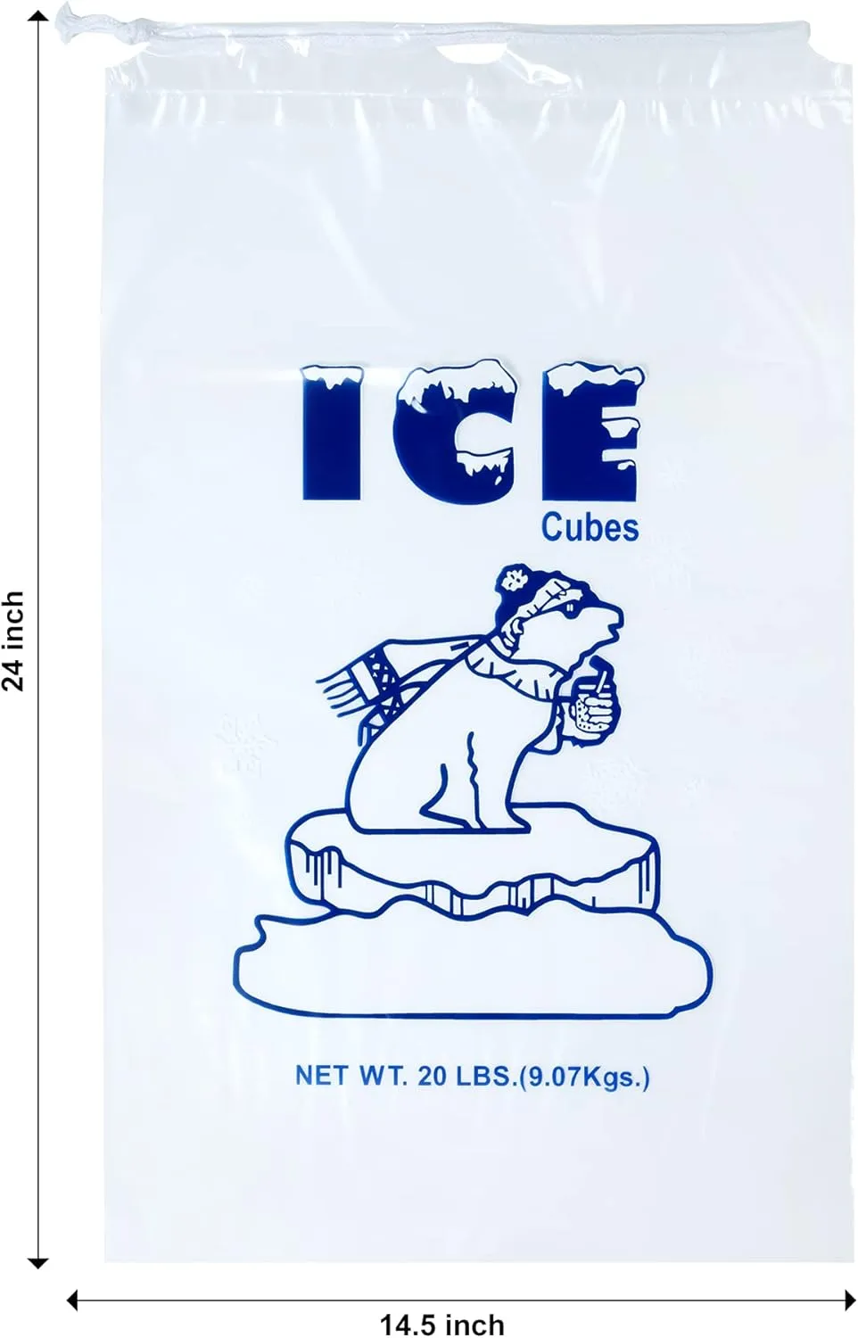 Infinite Pack Plastic Ice Bags 20 Lb. with Draw String Closure Pack 250