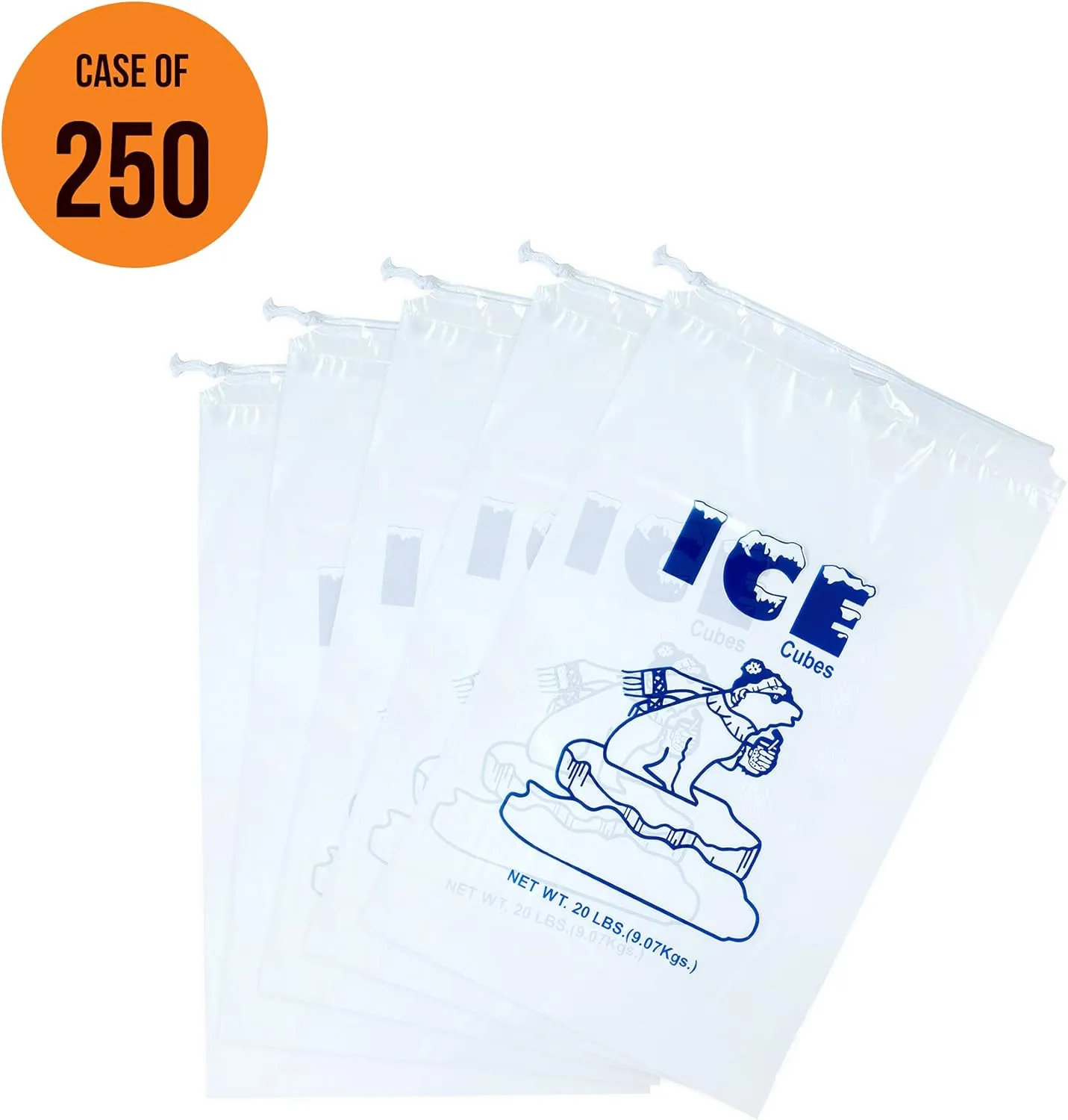 Infinite Pack Plastic Ice Bags 20 Lb. with Draw String Closure Pack 250