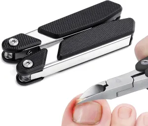 Ingrown Toenail Clippers for Thick Toenails, Folding Portable Ultra Sharp Toe Nail Clippers for Seniors, Men Adult, Podiatrist, Heavy Duty Stainless Steel, Black