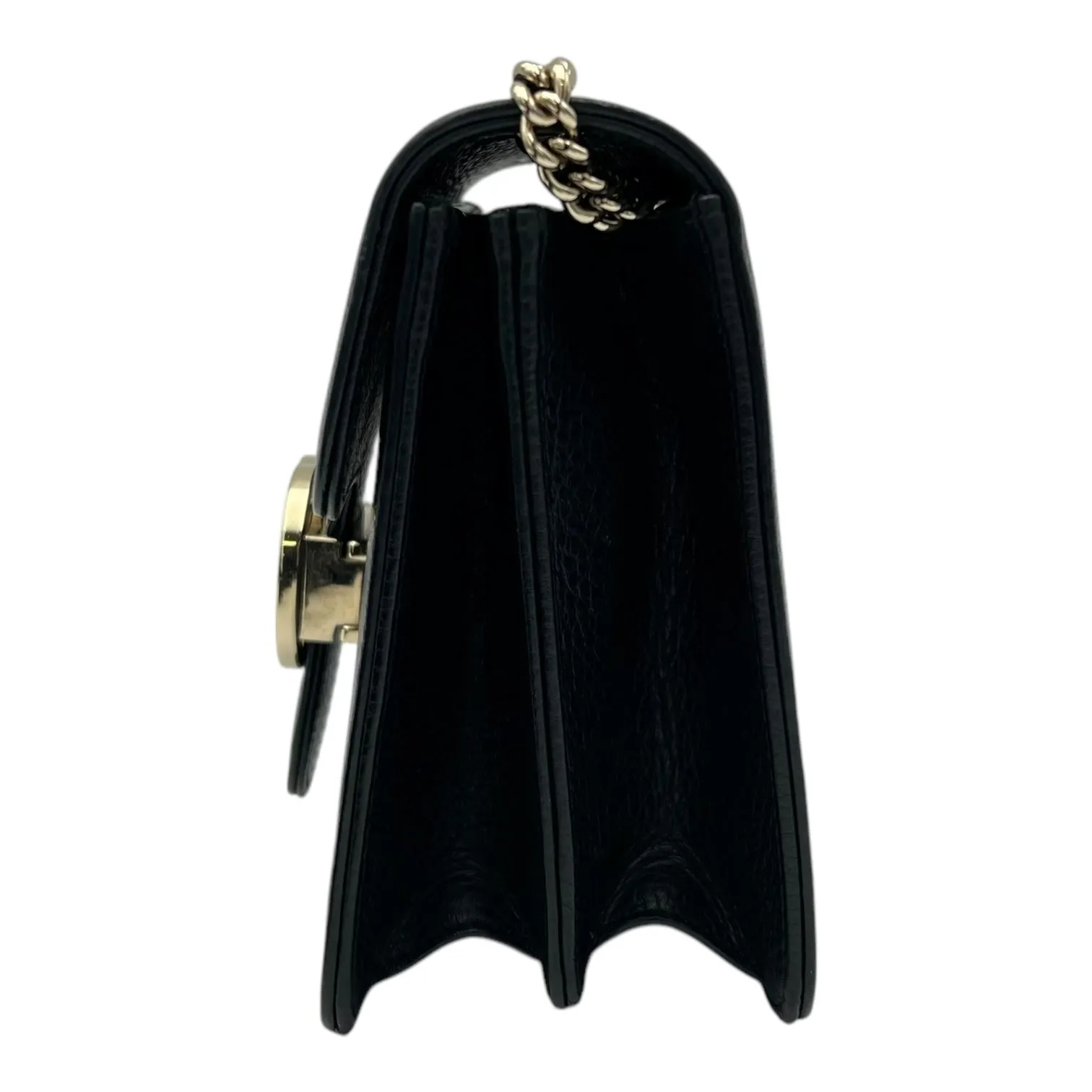 Interlocking G Crossbody Bag Black in Calfskin, Gold hardware