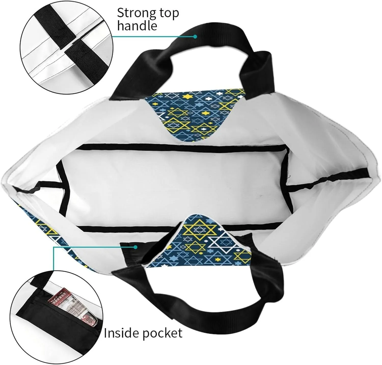 Israel Canvas Tote Bag Israelite Shoulder Bag Israel Flag Casual Grocery Bags Flag Bags for Israel Outdoor