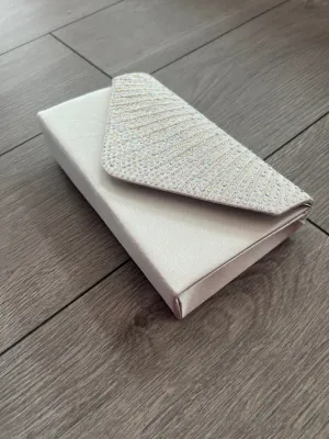 Ivory Envelope Clutch Bag with Rhinestones
