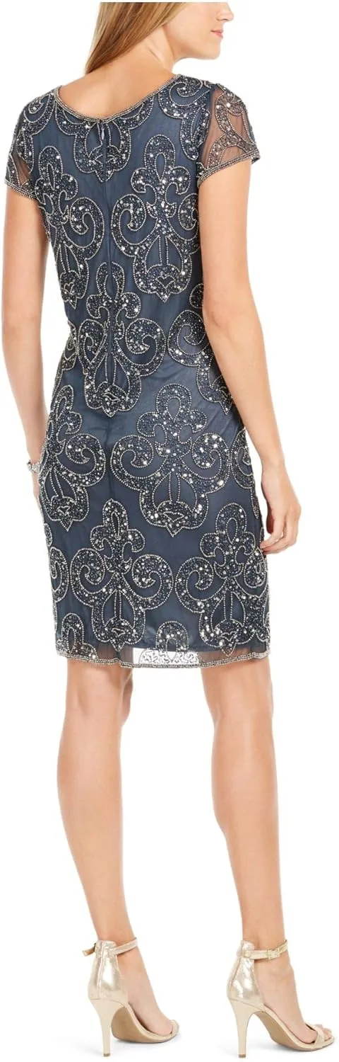 J Kara Womens Beaded Short Mini Dress
