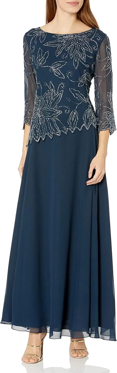J Kara Women's BOAD Neck Asymetrical Beaded Dress