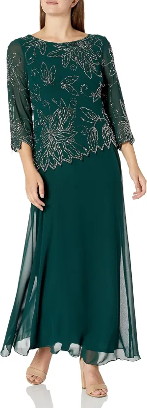 J Kara Women's BOAD Neck Asymetrical Beaded Dress