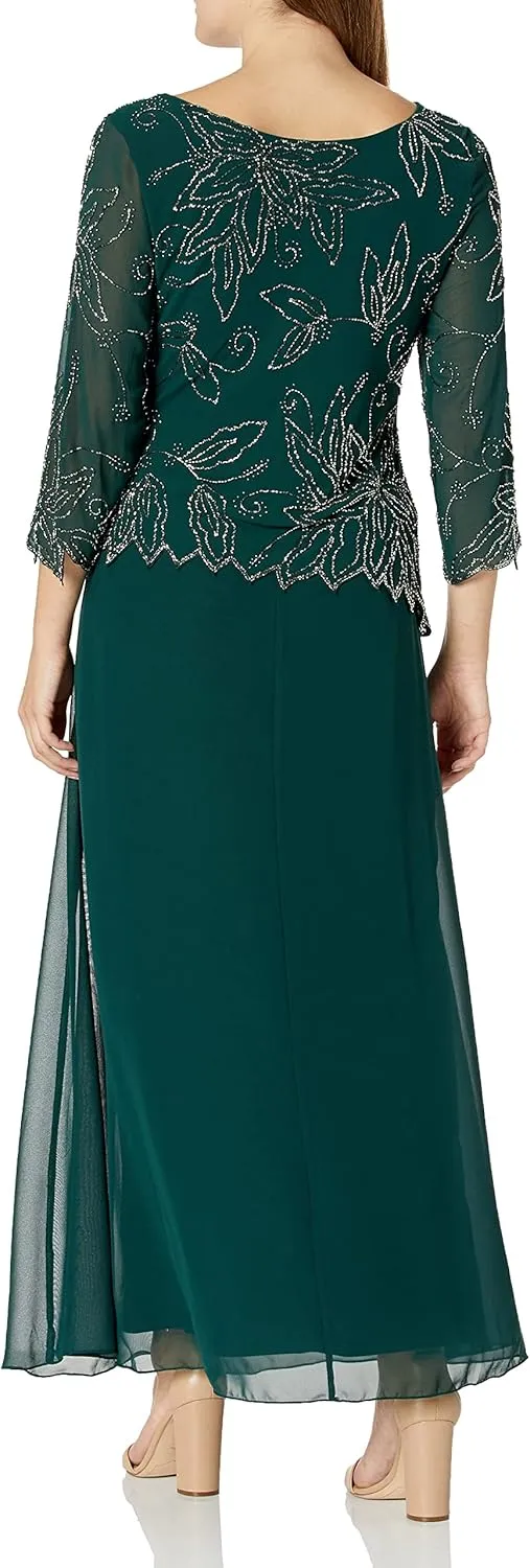 J Kara Women's BOAD Neck Asymetrical Beaded Dress