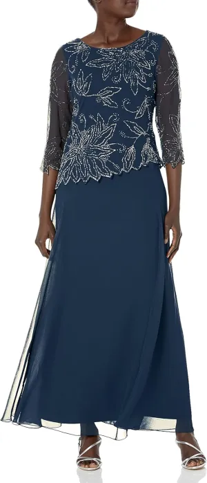 J Kara Women's BOAD Neck Asymetrical Beaded Dress